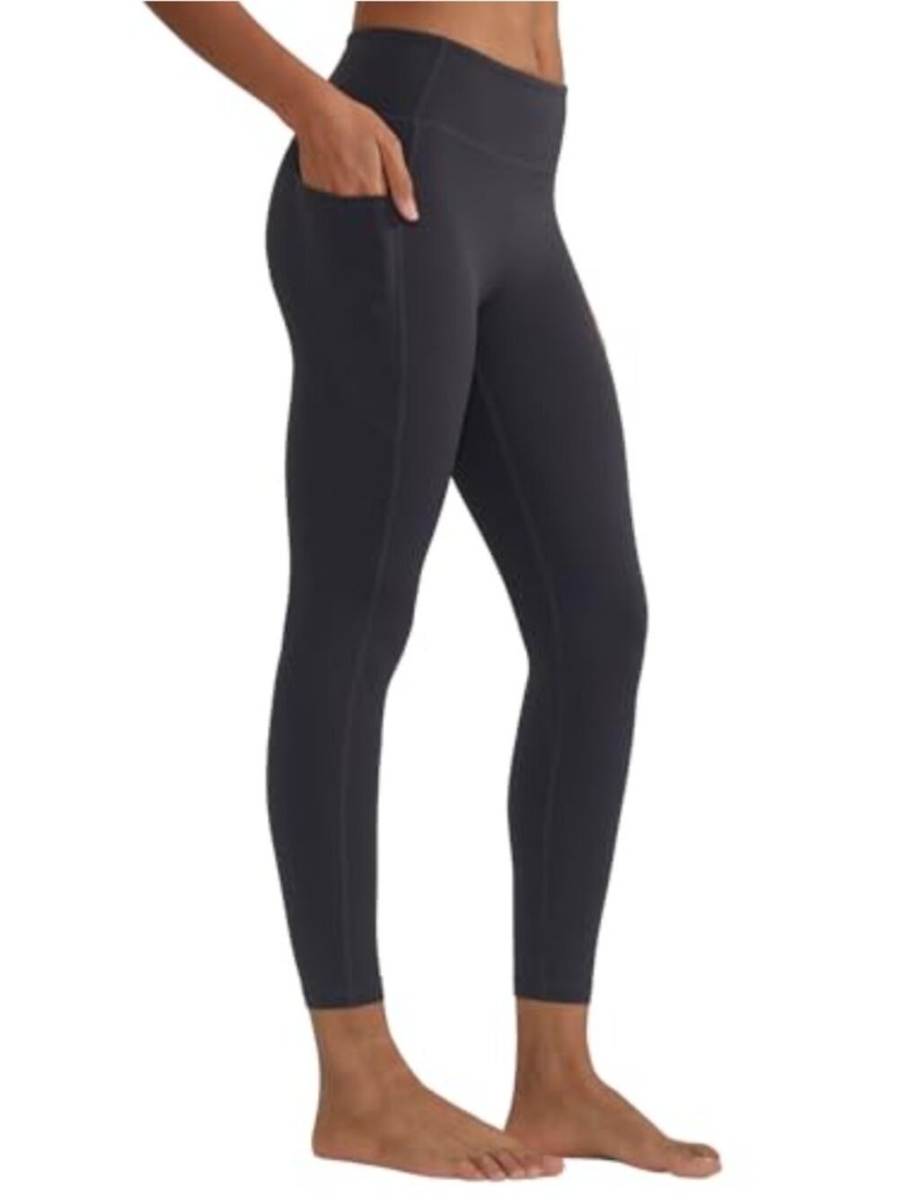 High Waist Compression Leggings with Pockets 25" Inseam Tummy Control Yoga Pants